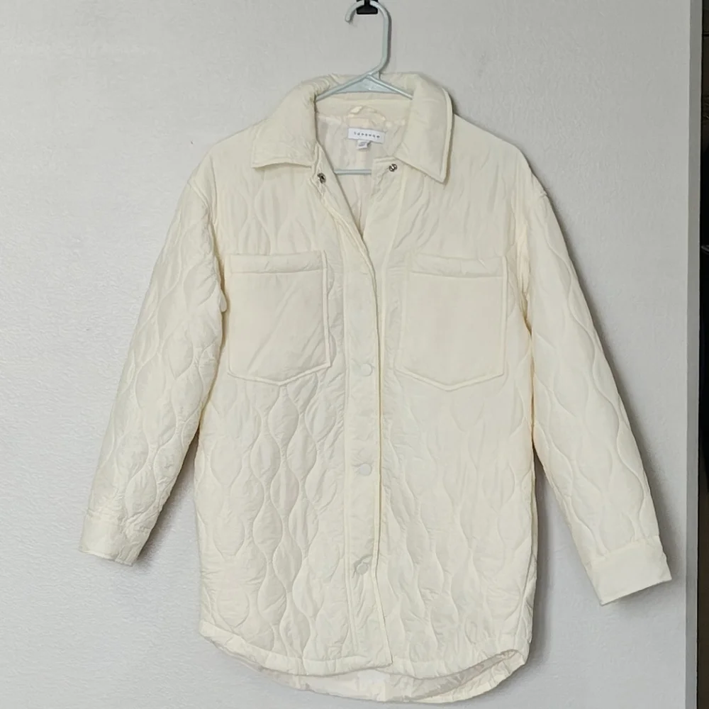 Topshop Quilted Cream Jacket - Picture 2 of 10
